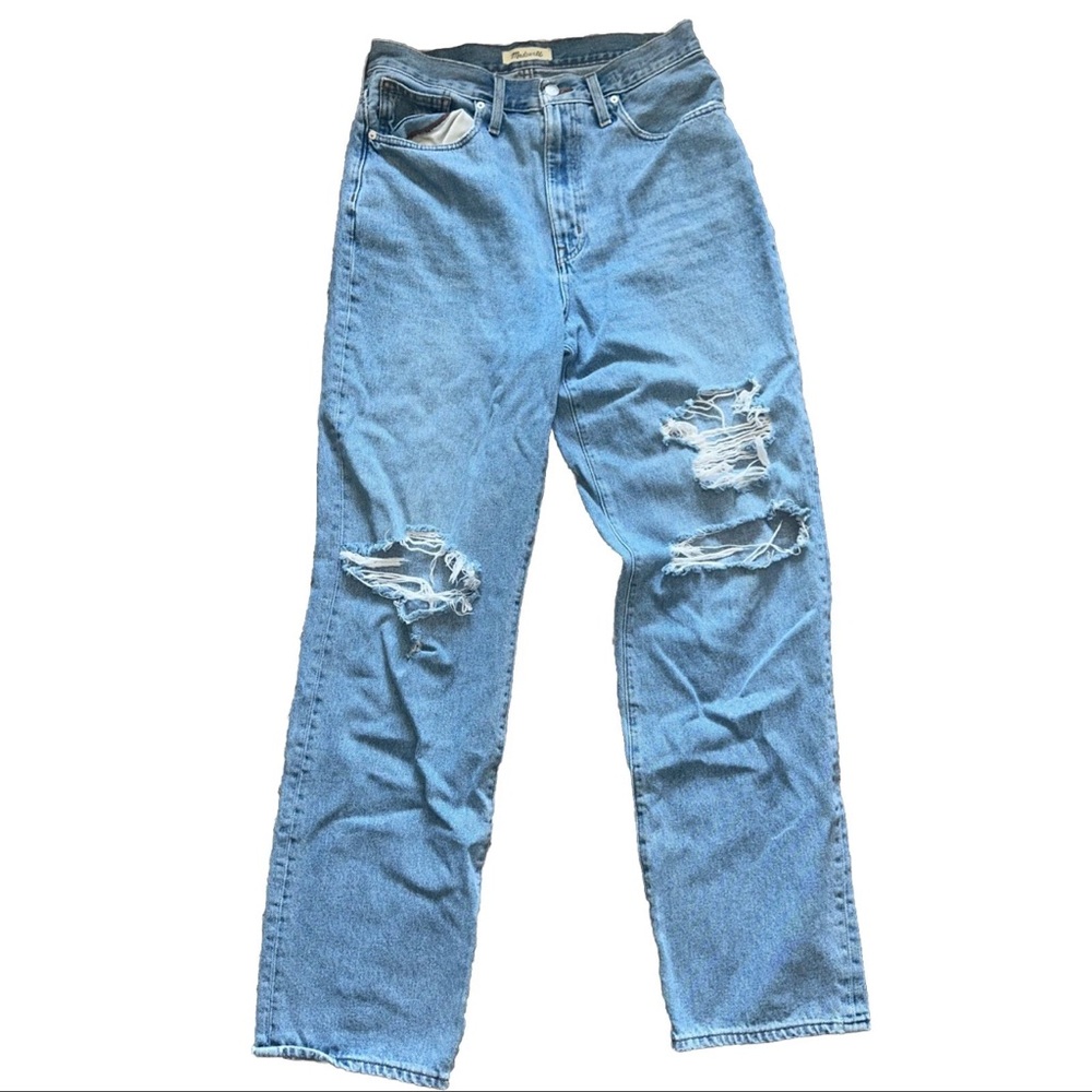 Women’s Madewell Baggy Straight Jeans in Earlhurst Wash Ripped Edition Size 28